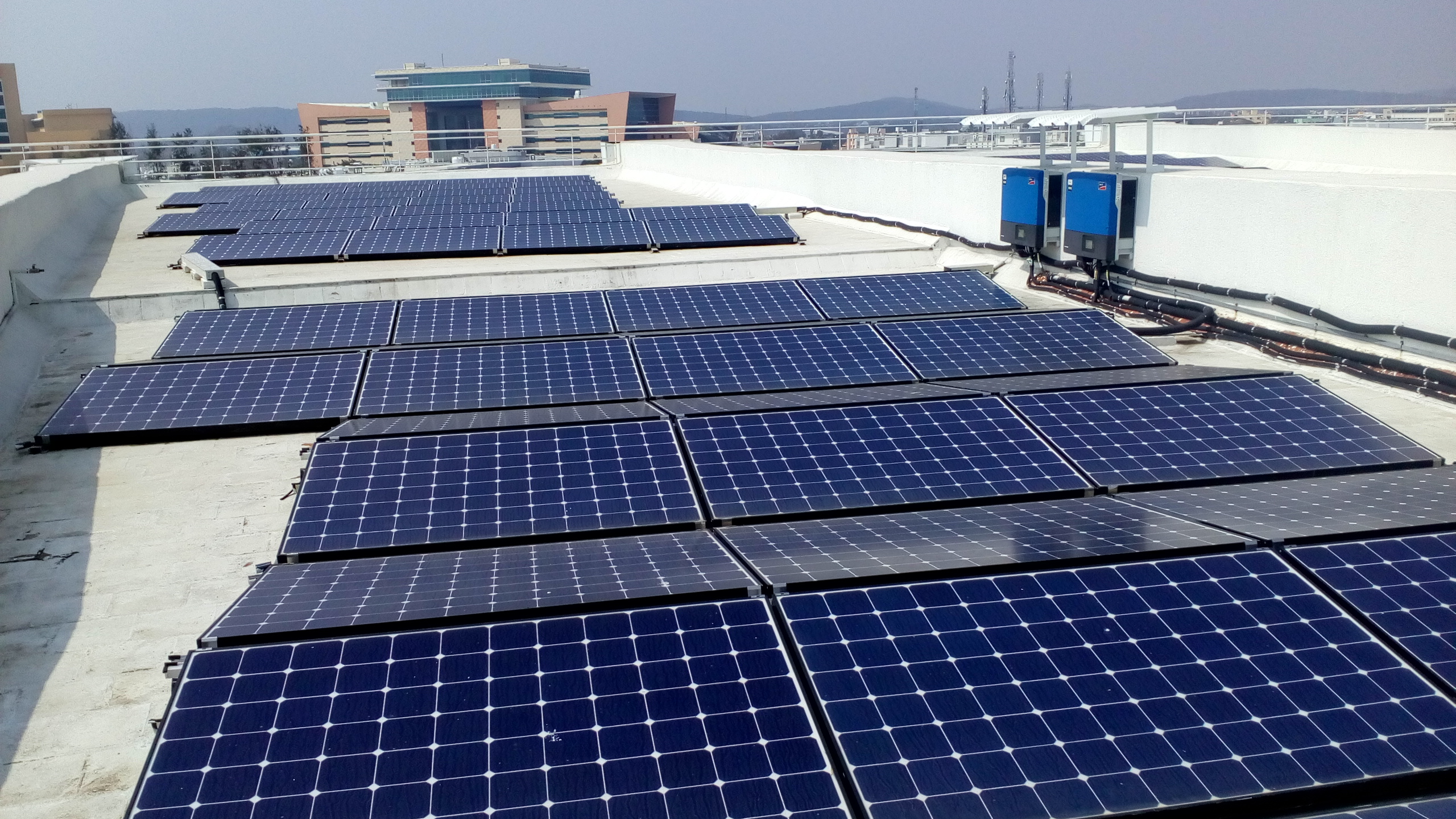 Solar panel installed in east west orientation at Infosys Mahindra city site
