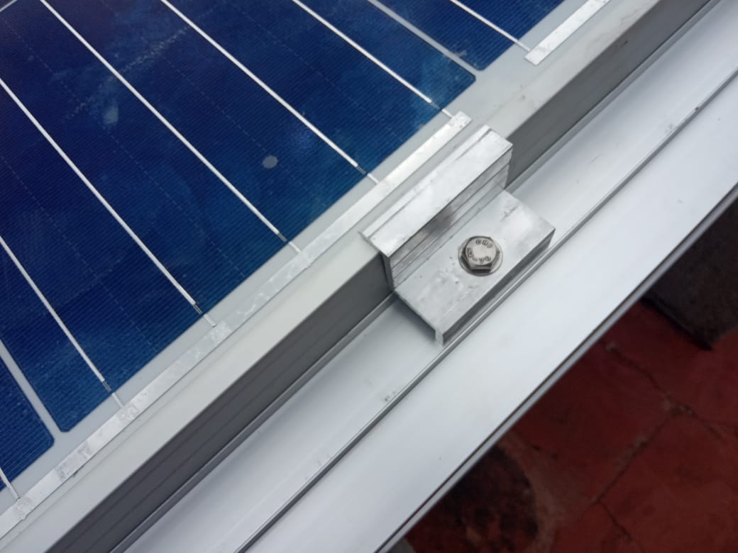 Solar panel installed using end clamp manufacturied by solstrom in Chennai
