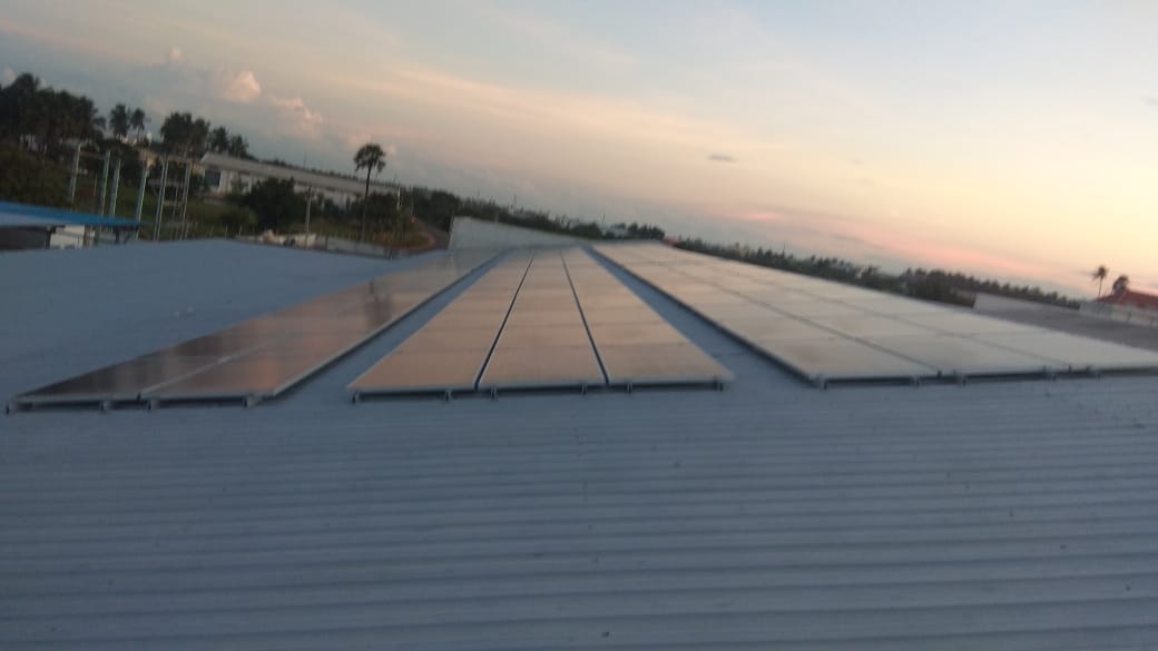 Solar power plant on a industrial Roof